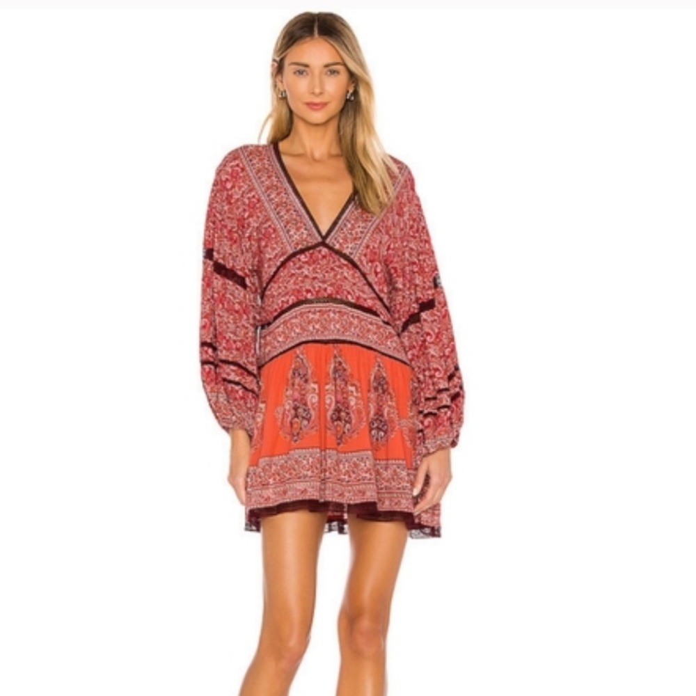 Free People Paisley Mini Dress Tunic Top Boho Hippie Size XS